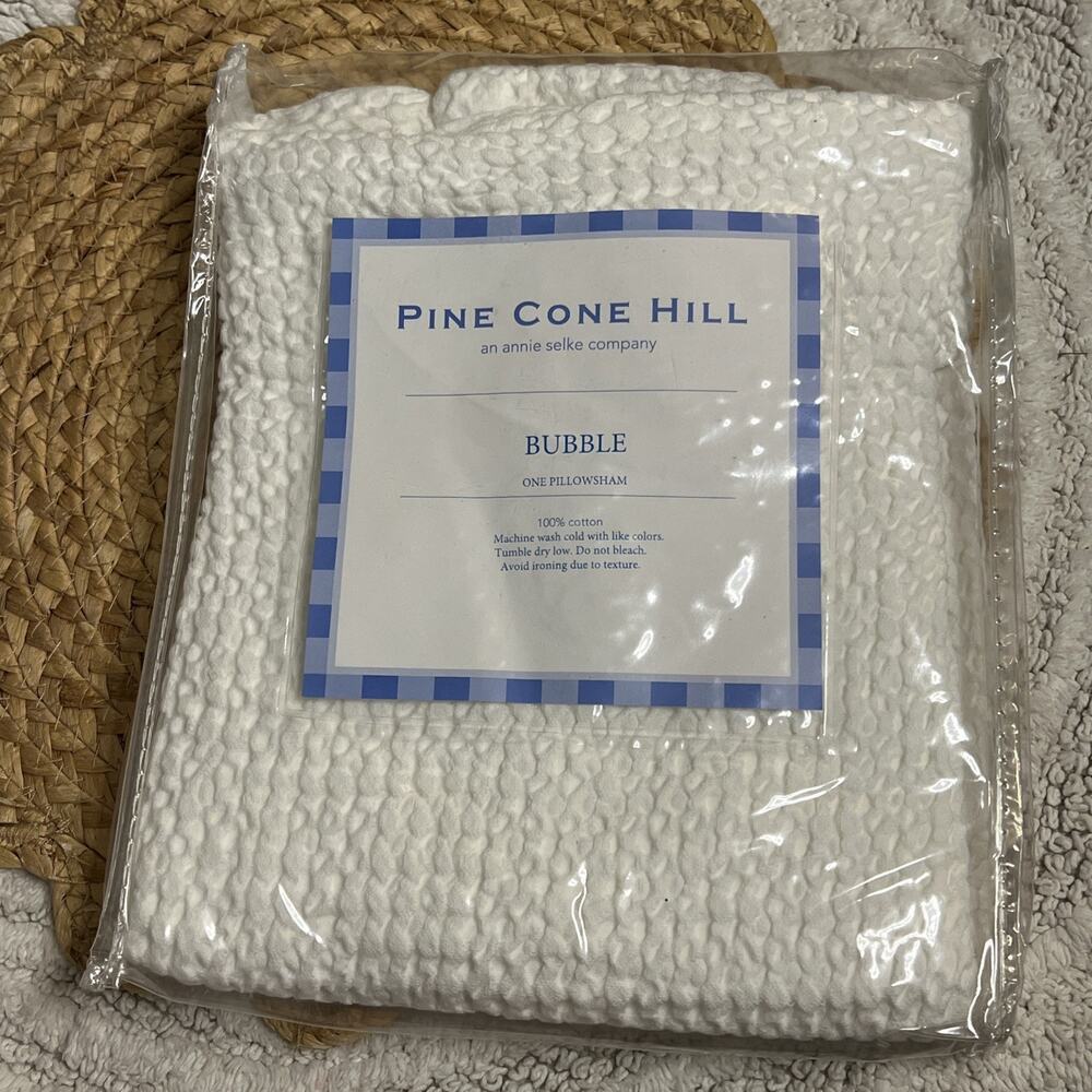 Annie Selke Pine Cone Hill Bubble Matelasse Sham in White Cotton Standard